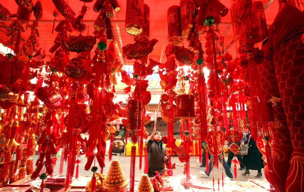 Chinese shop are newly decked out with traditional Chinese Lunar New Year merchandise and decorations, all designed to bring good luck in the coming Year of the Rabbit starting next month, in Beijing January 13, 2011. The Chinese New Year, or Spring Festival, is the most important of the traditional Chinese holidays and is full visits home to family and feasts. UPI/Stephen Shaver